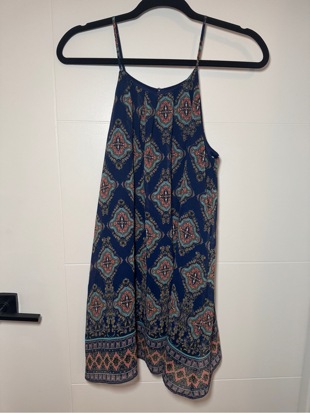Sweet Wanderer Navy Blue Printed Mini Dress